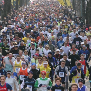 Maratona delle Terre Verdiane: 25 febbraio 2007 - Atleti in partenza da Salsomaggiore Terme