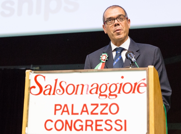 Bridge Mondiali Juniores: Palazzo Congressi, Auditorium Europa cerimonia di inaugurazione. Il benvenuto di Gianni Medugno, Presidente Federazione Italiana Gioco Bridge