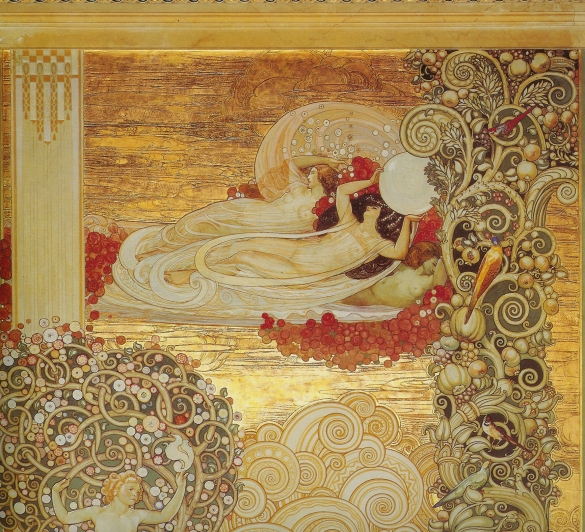 Terme Lorenzo Berzieri: Affresco sulla parete destra dello scalone (Galileo Chini 1922)