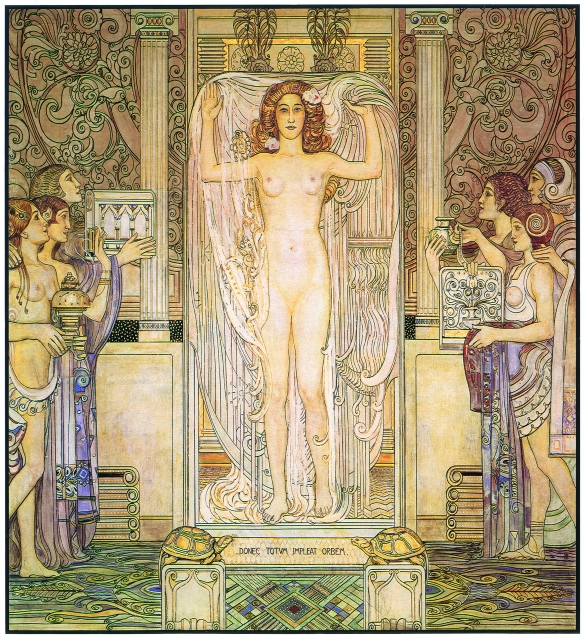 Terme Lorenzo Berzieri : Interno, salone centrale. Dipinto a tempera, sul tema del mito di Igea, opera del pittore Giuseppe Moroni 
