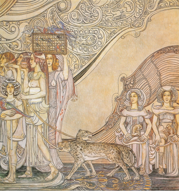 Terme Lorenzo Berzieri : Interno, salone centrale. Dipinto a tempera, sul tema del mito di Igea, opera del pittore Giuseppe Moroni 