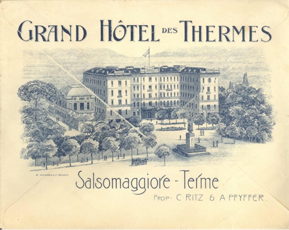 Grand Hôtel des Thermes: Immagine illustrata d'epoca che pubblicizza il rinomato albergo