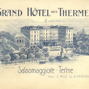 Grand Hôtel des Thermes: Immagine illustrata d'epoca che pubblicizza il rinomato albergo