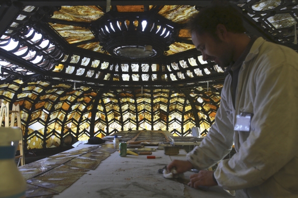 Palazzo Congressi: Salone Moresco, anno 2007, lavori di restauro al lucernario della cupola