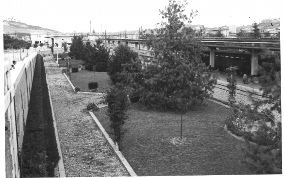 Stazione della Ferrovia - Collezione Biblioteca Comunale G. D. Romagnosi: Veduta laterale della stazione (Studio Fotografico Mario Preti, Fidenza)
