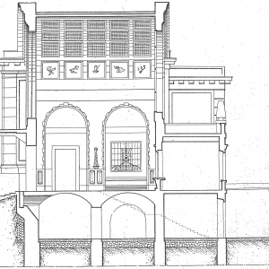 Stazione della Ferrovia - Disegno: 1935 Stazione della Ferrovia : disegno progettuale del fabbricato viaggiatori, sezione trasversale