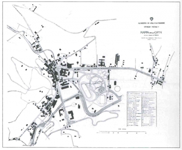Salsomaggiore Terme, mappa anno 1918: Tratta dal testo: Guido Tirelli architetto: una scoperta nel liberty emiliano di Massimo Magnani - pag . 208 mappa redatta dall'Ing. Guido Tirelli, 1918