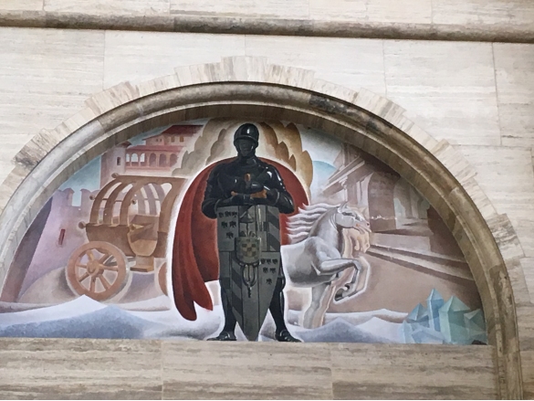La Stazione Ferroviaria: Lunetta pittorica opera di Giulio Ruffa (1903-1970)