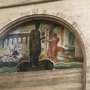 Stazione Ferroviaria: Lunetta pittorica opera di Giulio Ruffa (1903-1970)