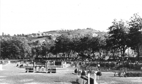 Concorso Ippico - Collezione Biblioteca Comunale G. D. Romagnosi: Veduta panoramica dell'arena