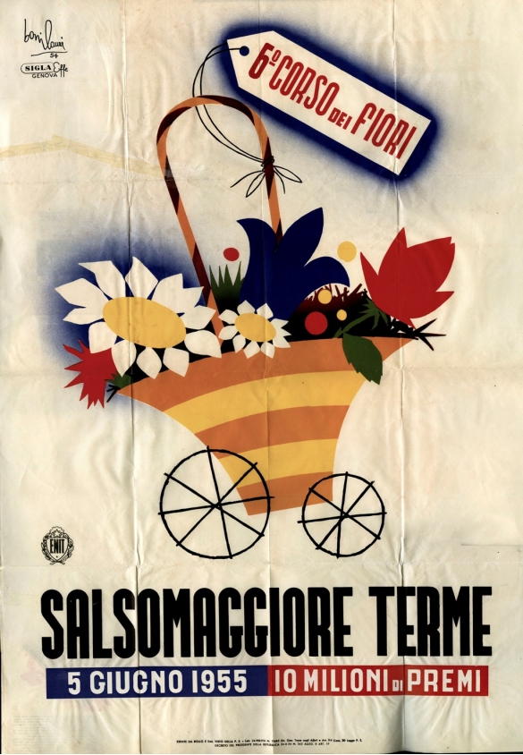 1955 Corso dei Fiori - Collezione Biblioteca Comunale G.D. Romagnosi: Anno 1955 - Storica locandina del Corso dei Fiori 