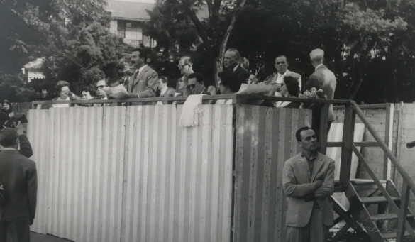 Concorso Ippico di Salsomaggiore- Collezione Biblioteca Comunale G.D. Romagnosi: 10-13 agosto 1960 - Il palco con la giuria