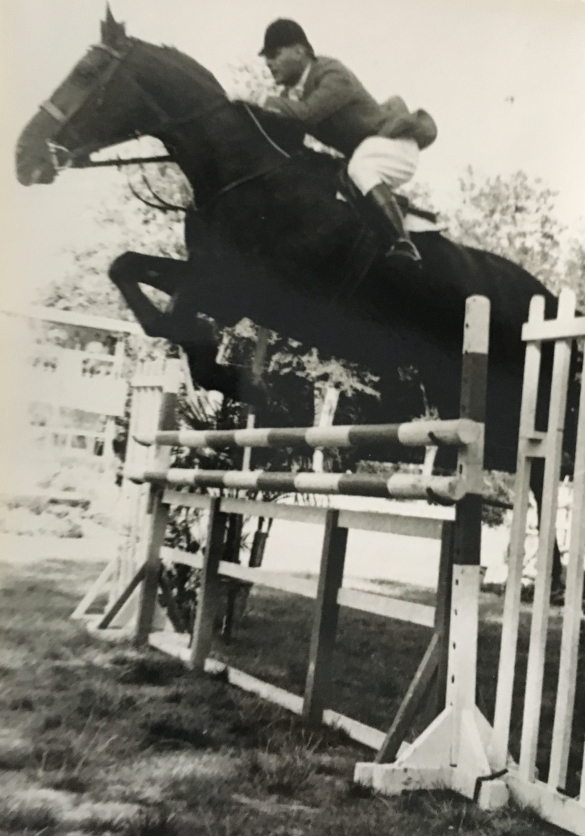 Concorso Ippico di Salsomaggiore- Collezione Biblioteca Comunale G.D. Romagnosi: 10-13 agosto 1960 - Cavallo e cavaliere nel salto dell'ostacolo