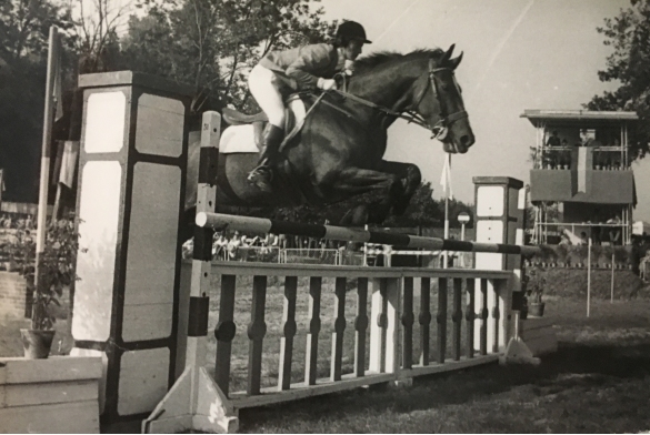 Concorso Ippico di Salsomaggiore- Collezione Biblioteca Comunale G.D. Romagnosi: 10-13 agosto 1960 - Cavallo e cavaliere nel salto dell'ostacolo
