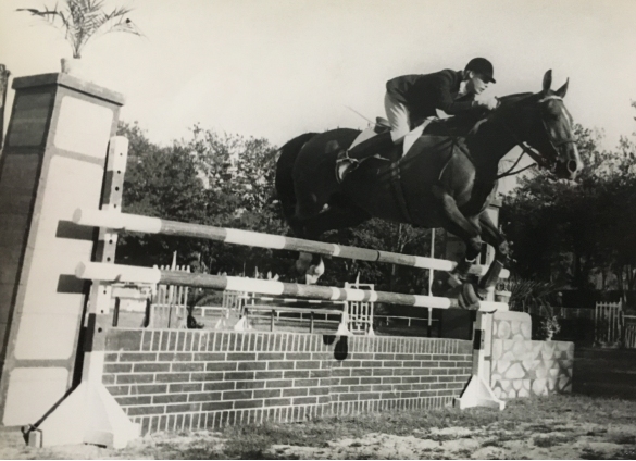 Concorso Ippico di Salsomaggiore- Collezione Biblioteca Comunale G.D. Romagnosi: 10-13 agosto 1960 - Cavallo e cavaliere nel salto dell'ostacolo