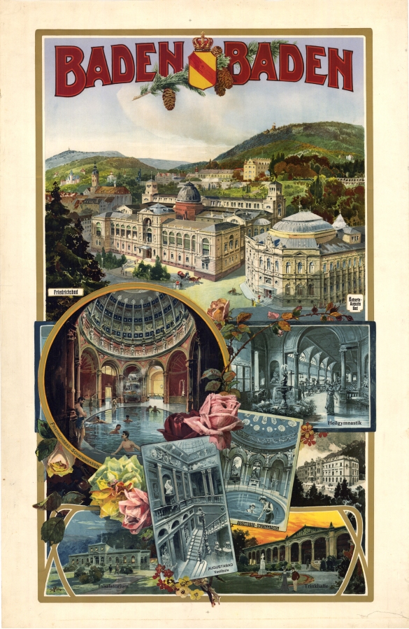 Srorica cartolina postale di Badeb Baden (Germania): 