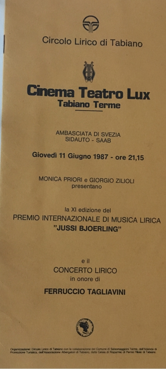 Tabiano Manifestazione - Collezione Biblioteca Comunale G.D. Romagnosi: Dépliant dell'evento