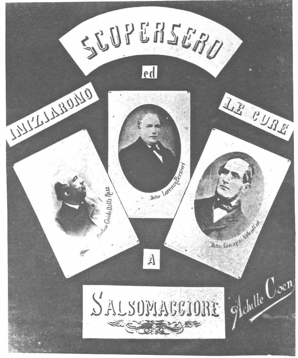 I Padri Fondatori del Termalismo Salsese: Riproduzione storica tratta da una cartolina storica di Achille Coen, noto fotografo salsese.