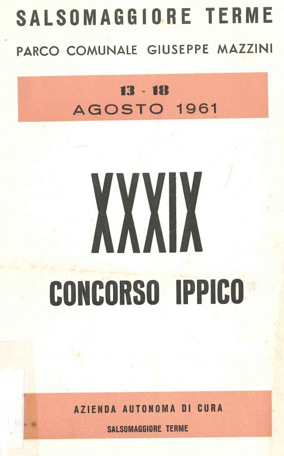 1961 - 39 edizione Concorso Ippico: Copertina del dépliant dell'evento