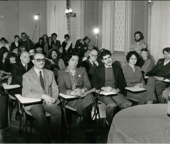 1980- Incontri Cinematografici Salsomaggiore Terme: Il regista Alberto Lattuada, ospite d'onore e Anna Mainardi in sala Pompadour.