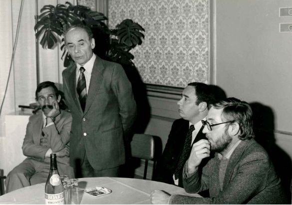 1980- Incontri Cinematografici Salsomaggiore Terme: L'assessore Grilli interviene all'incontro, Adriano Aprà, diirettore del festival e Adriano Polonelli Sindaco della Città di Salsomaggiore Terme