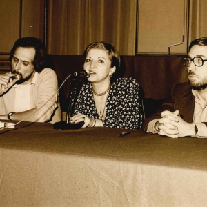 1981- Incontri Cinematografici Salsomaggiore Terme: L'attrice italiana Patrizia De Clara con Adriano Aprà