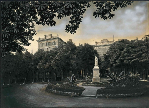 Vecchia Salso - Collezione Fotografica Digitale Famiglia Marzaroli: Primi del Novecento - Panoramica del Grand Hotel des Thermes, visto dal monumento di Gian Domenico Romagnosi