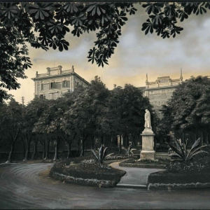 Vecchia Salso - Collezione Fotografica Digitale Famiglia Marzaroli: Primi del Novecento - Panoramica del Grand Hotel des Thermes, visto dal monumento di Gian Domenico Romagnosi