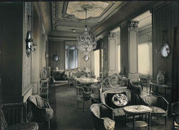 Vecchia Salso - Collezione Fotografica Digitale Famiglia Marzaroli: Primi del Novecento - Grand Hotel des Thermes, la Sala Pompadour, salottino per la lettura