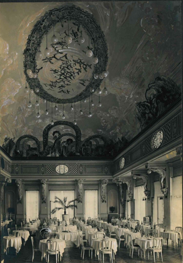 Vecchia Salso - Collezione Fotografica Digitale Famiglia Marzaroli: Primi del Novecento - Grand Hotel des Thermes, Sala delle Cariatidi adibita a sala da pranzo