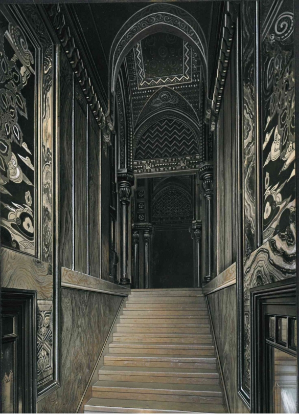 Vecchia Salso - Collezione Fotografica Digitale Famiglia Marzaroli: Primi del Novecento - Grand Hotel des Thermes, la scala che dal Salone Moresco conduce alla Taverna Rossa