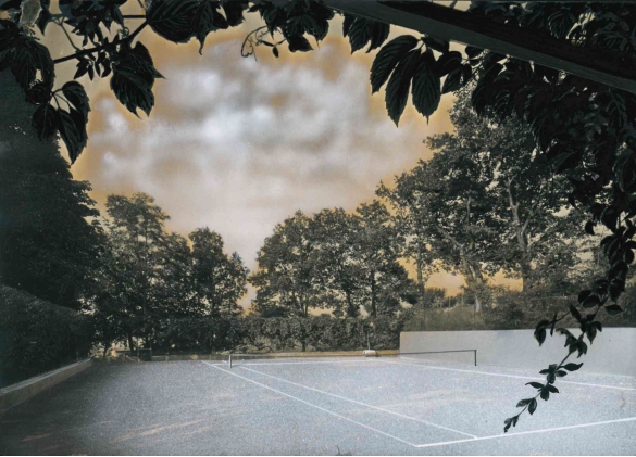 Vecchia Salso - Collezione Fotografica Digitale Famiglia Marzaroli: Primi del Novecento - Grand Hotel des Thermes, il campo da tennis posto nel grande parco retrostante