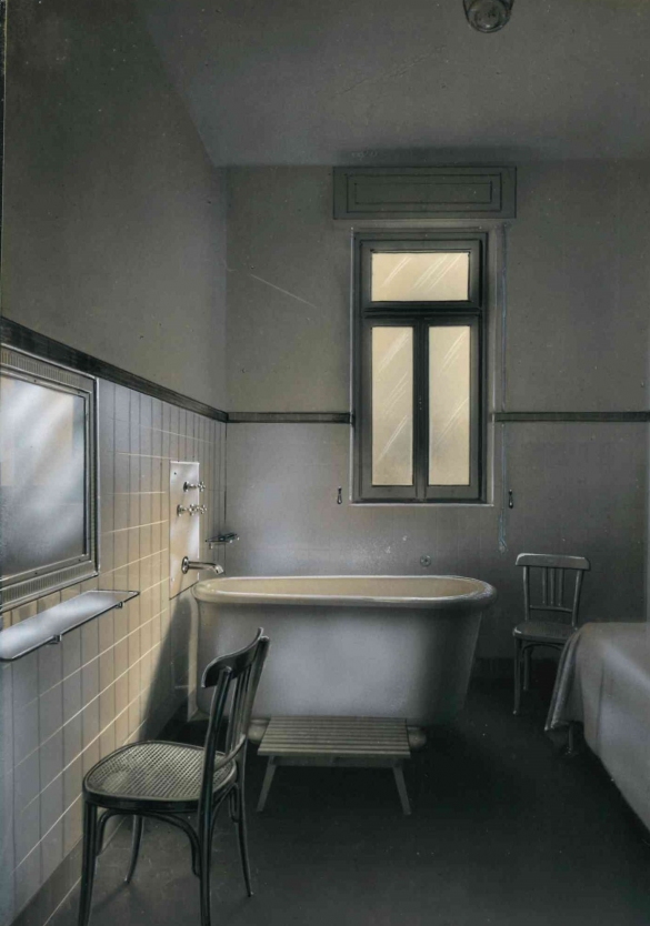 Vecchia Salso - Collezione Fotografica Digitale Famiglia Marzaroli: Primi del Novecento - Grand Hotel Regina, camerino per il bagno termale con la tipica vasca