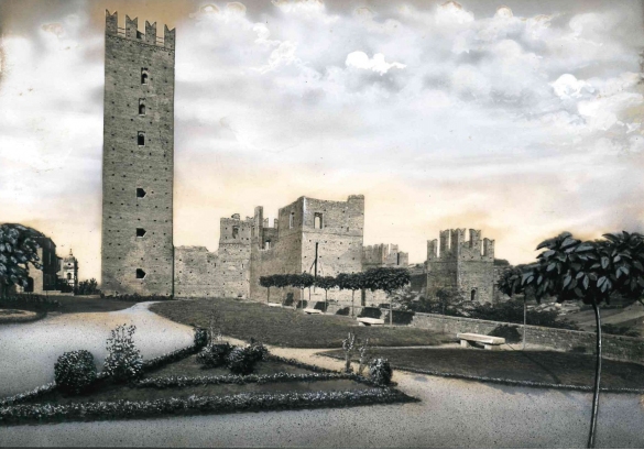 Vecchia Salso - Collezione Fotografica Digitale Famiglia Marzaroli: Primi del Novecento – Castell'Arquato, la Rocca Viscontea vista dai giardini laterali