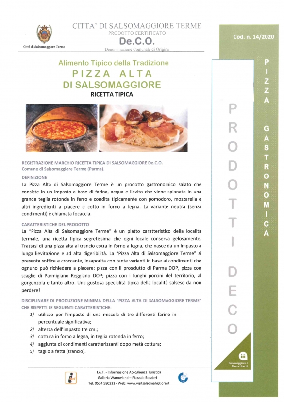 PRODOTTI DECO - PIZZA ALTA DI SALSOMAGGIORE TERME : Ricetta tipica del territorio
